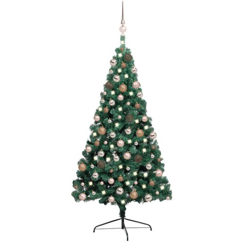 vidaXL umjetna polovica božićnog drvca LED s kuglicama zelena 240 cm Cene
