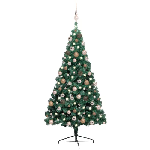 vidaXL umjetna polovica božićnog drvca LED s kuglicama zelena 240 cm