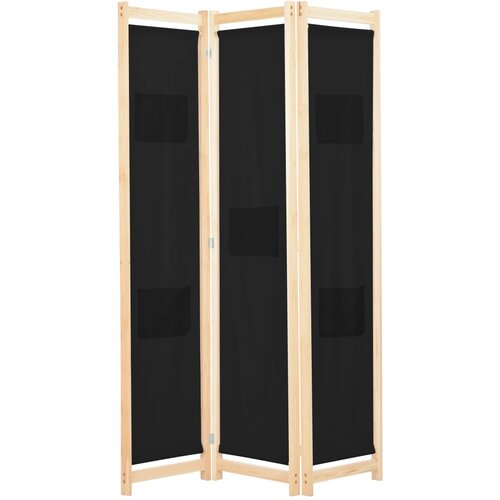 vidaXL Sobna pregrada s 3 panela od tkanine 120 x 170 x 4 cm crna Cene