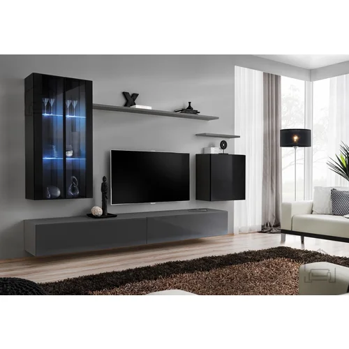 ASM Meble Dnevni TV regal Switch XII 270 cm LED - črn/grafit