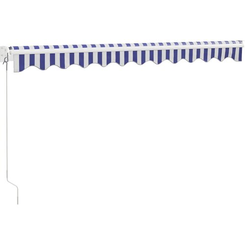 Tenda na uvlačenje plavo-bijela 3,5 x 2,5 m tkanina i aluminij Slike