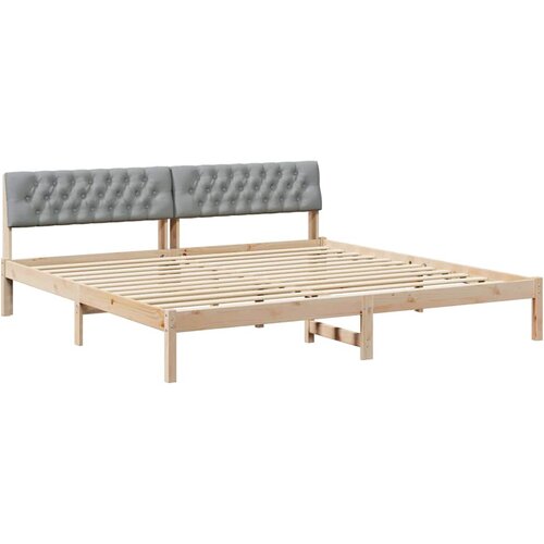  Okvir kreveta s uzglavljem Smeđa i svijetlo siva 200 x 200 cm Slike