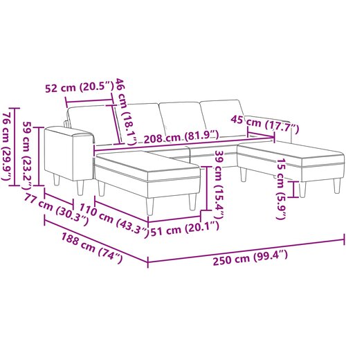  Kauč za dnevni boravak 3 pcs Svijetlo siva 250 x 188 x 76 cm Slike