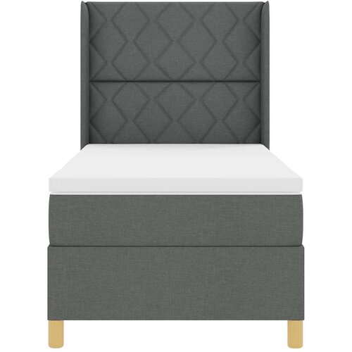  Krevet s opruga kutije s LED trakama Siva 90 x 190 cm tkanina Slike