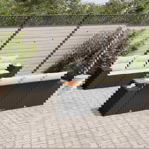 VidaXL 7-dijelni set vrtnih sofa od poliratana s jastucima crni Slike