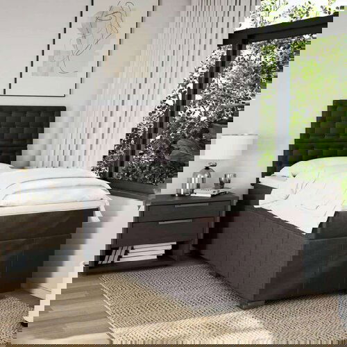 vidaXL Box spring postelja z vzmetnico temno rjava 100x200 cm blago, (21304469) Cene