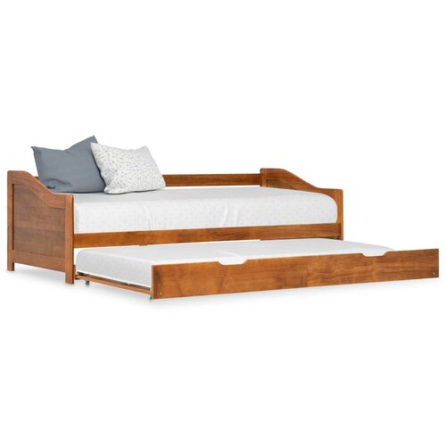 VidaXL Izvlečni posteljni okvir medeno rjav iz borovine 90x200 cm Slike