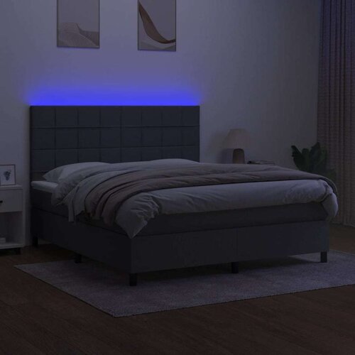  Box spring s madracem LED tamnosivi 180x200 cm tkanina Slike