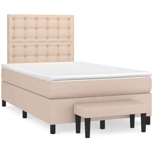 vidaXL Box spring postelja z vzmetnico kapučino 120x190cm umetno usnje, (21112206) Cene