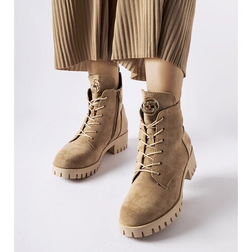 Gemre Beige insulated eco-suede hiking boots Noha Cene