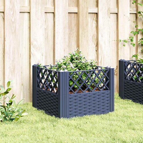  Vrtna sadilica s klinovima plava siva 43,5x43,5x43,5 cm PP Slike