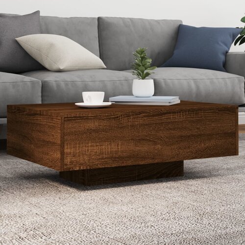 VidaXL Stolić za kavu s LED svjetlima smeđi hrast 85x55x31 cm Slike