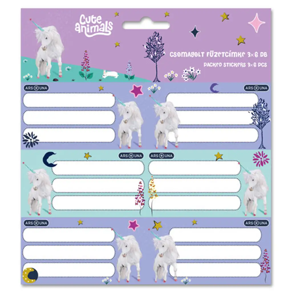 Ars Una cute animals jednorog pakirani naljepnice za bilježnice 3x6 komada Cijene
