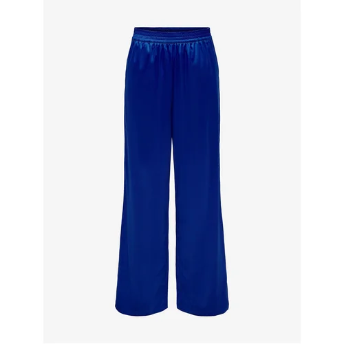 Only Dark blue ladies satin wide trousers Victoria - Women