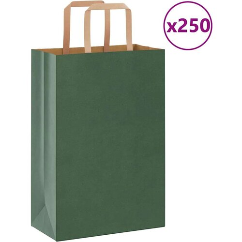  Papirnate vrećice 250 kom s ručkama zelene 21x11x31 cm Cene