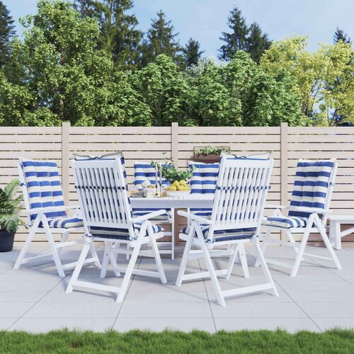  Jastučić za van 6 pcs Plava i bijela 120 x 50 x 7 cm Tkanina - 6 Cijene