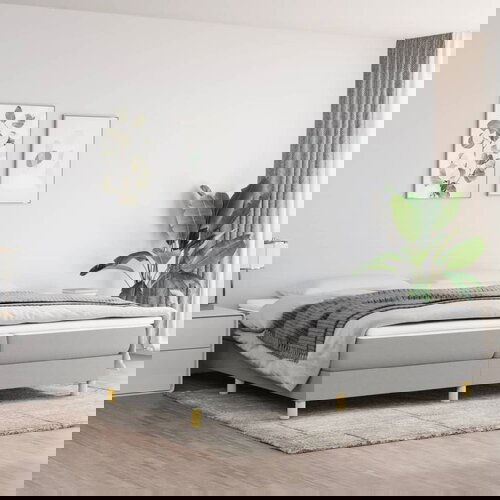 The Living Store Box spring postelja z vzmetnico svetlo siva 200x200 cm blago - Box Spring Postelja, (21519505) Cene
