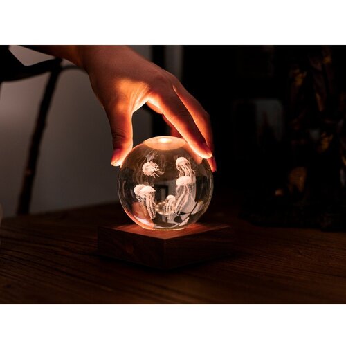 Gingko led stolna lampa u prirodnoj boji sa staklenim sjenilom (visina 8 cm) amber &amp;ndash; Slike