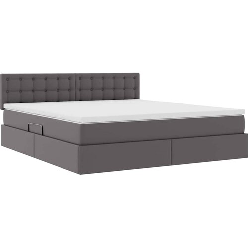  Krevet s prostorom za pohranu s LED-om Siva 160 x 200 cm Slike