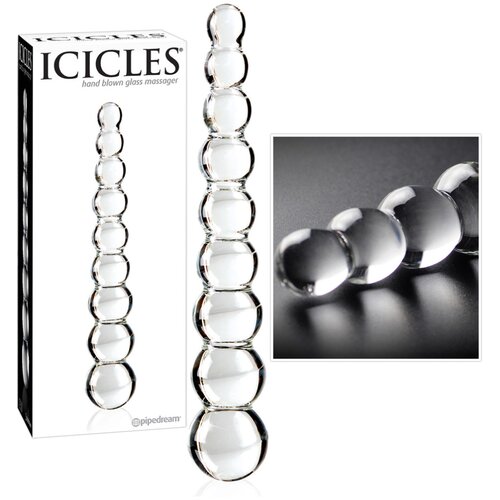 Icicles No. 2 - kroglasti stekleni dildo (prosojen) Slike