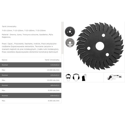 TARPOL tarnik universal fi = 125 mm x 3 x 22,2 mm T-13, (21108581) Cene