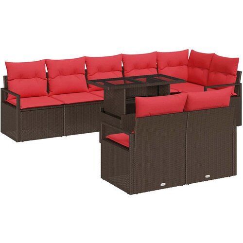 vidaXL Vrtna sedežna garnitura s shranjevanjem 9 pcs Rjava Poly ratan, (5000021948) Cene