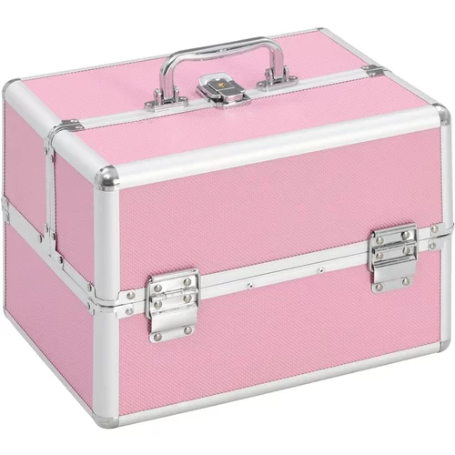 vidaXL Kovčeg za šminku 22 x 30 x 21 cm ružičasti aluminijski