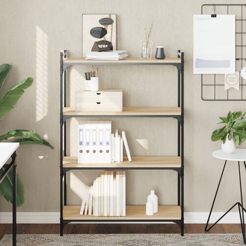  The living store knjižna omara 4-nadstropna sonoma hrast 80x30x120 cm inž. les - knjižna omara, (21502990) Cene