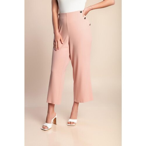 Fenzy Plus Size Hlače Z Gumbi, Starinsko Roza Cene