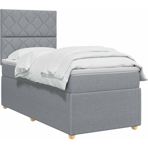  Boxspring krevet s madracem Svjetlosiva 90 x 190 cm Tkanina Slike