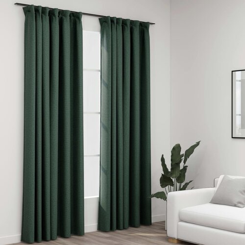 VidaXL Zavjese za zamračivanje s kukama 2 kom zelene 140 x 245 cm Slike