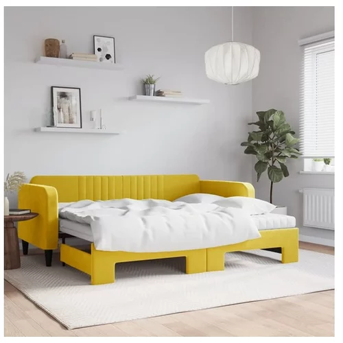 vidaXL Izvlečna dnevna postelja z vzmetnicami rumena 90x200