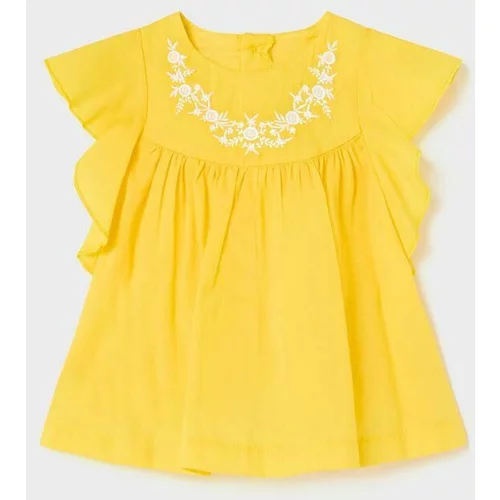 Mayoral Bombažna majica za dojenčka rumena barva
