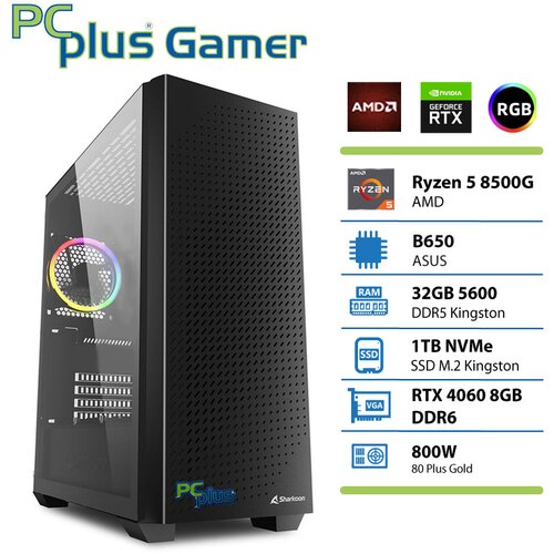 PC PLUS pcplus gamer ryzen 5 8500G/32GB/1TB ssd/rtx 4060 8GB rgb gaming namizni računalnik, (21696729) Cene