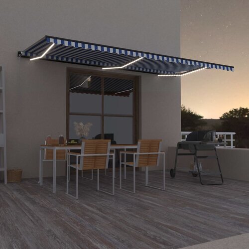  Ročno zložljiva tenda z LED lučmi 600x300 cm modra in bela Cene