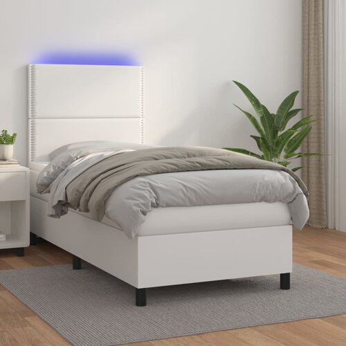 vidaXL Krevet box spring s madracem LED bijeli 80x200 cm umjetna koža Cijene