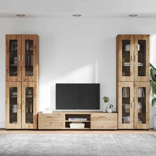  Set TV komoda s ladicama Umjetnički hrast Konstruirano drvo Slike