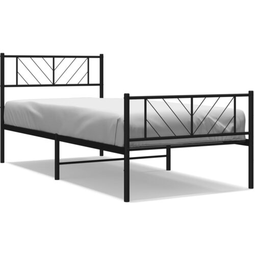 VidaXL Kovinski posteljni okvir z vzglavjem in vznožjem črn 107x203 cm, (20906122) Slike