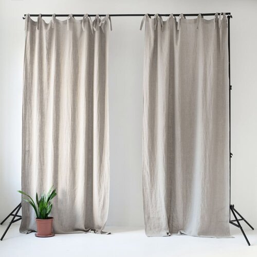 Linen Tales bež lanena zavjesa s petljama Night Time, 250 x 140 cm Cijene