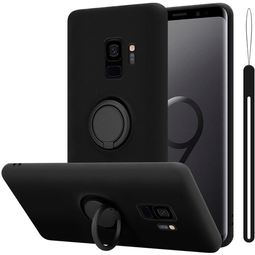 Cadorabo Ohi&amp;scaron;je, združljiv s Samsungom v tekoči črni barvi - za&amp;scaron;čitni pokrov iz fleksibilnega silikona TPU z obročem, (20592692) Slike