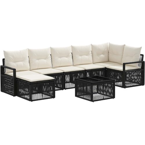 vidaXL Vrtna sedežna garnitura 8 pcs Črna poli ratan, (5000271424) Cene