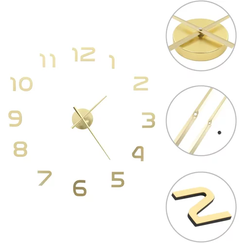 vidaXL 3D zidni sat moderni dizajn 100 cm XXL zlatni
