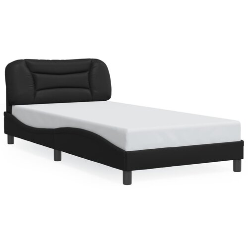 Maison Chic Posteljni okvir - Enojna postelja - Postelja za odrasle z vzglavjem črn 100x200 cm umetno usnje-J9399, (21764143) Slike