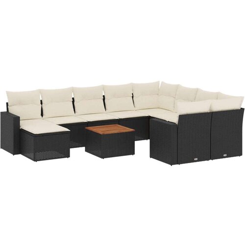 vidaXL 11-dijelni set vrtnih sofa od poliratana s jastucima crni Cene