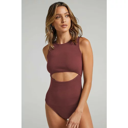 Madmext Bodysuit - Brown - Fitted