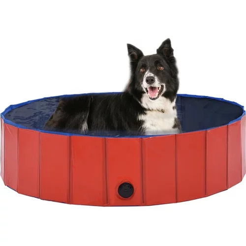  Zložljiv bazen za pse rdeč 120x30 cm PVC