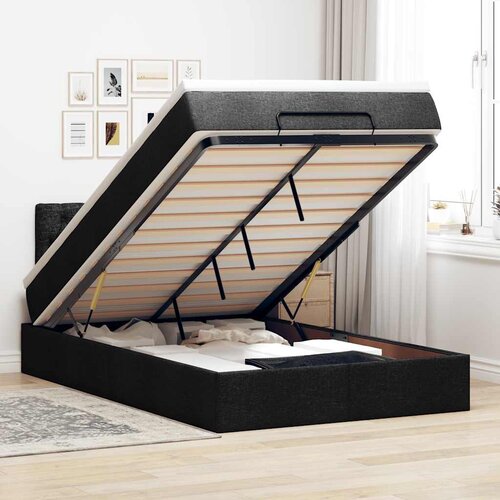 VidaXL Otomanski okvir kreveta s madracem crni 120x200cm od tkanine Slike