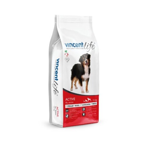 Vincent life hrana za pse adult all breeds active - piletina i pirinač 15kg Cene