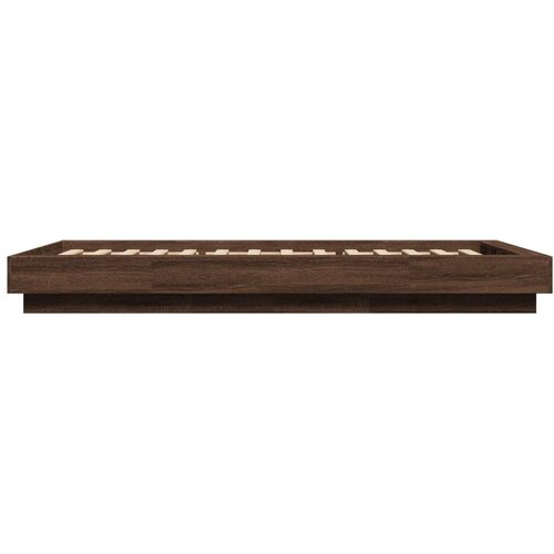  Okvir za krevet s LED svjetlima smeđi hrast 90 x 190 cm drveni Slike