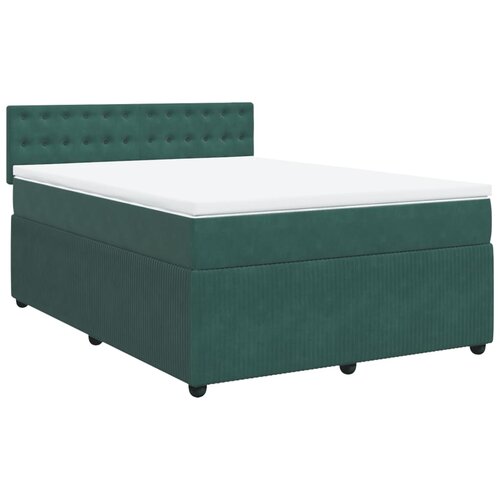 vidaXL Box spring postelja z vzmetnico temno zelen 140x190 cm žamet, (21321108) Cene